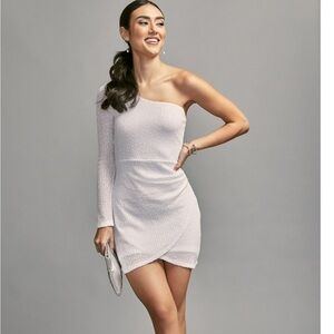 francesca's Samantha One Shoulder Sequence Mini Dress Asymmetrical